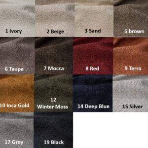 anthology-tkanina-paleta-kolorow-do-wnetrz Paleta kolorów tkaniny Anthology z odcieniami ivory, beige, sand, brown, taupe, mocca, red, terra, inca gold, winter moss, deep blue, silver, grey i black.
