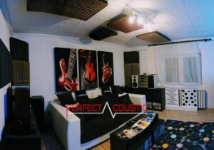 home theater acoustic design with bass absorber